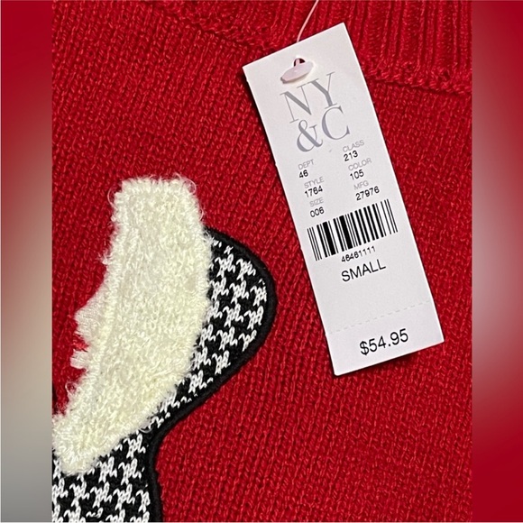 New York & Company  Red Sweater with Fashionable Lady Design New w/ Tags - Picture 3 of 3